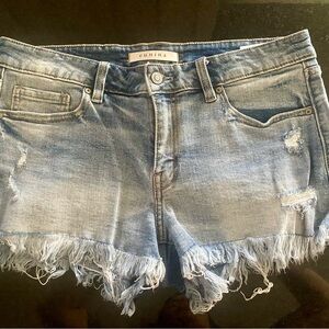 Blue Distressed Denim Shorts